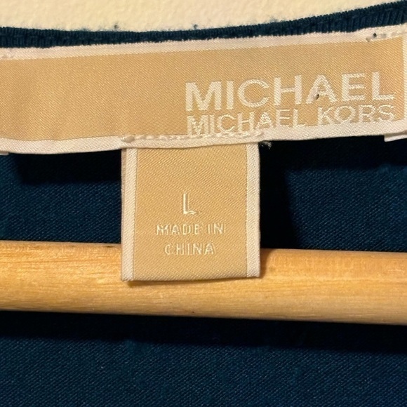 Michael Kors- Teal long sleeve faux wrap shirt - Picture 4 of 5